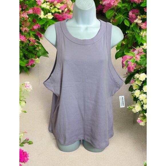 Old Navy Snug Crop Tank Top Sz XXL Tall Dusky Lavender Ribbed Stretch New - Picture 1 of 6